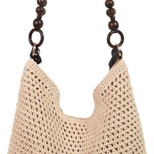 Black Woven Straw Tote Bag for Women with Magnetic Closure, Summer Beach Carryal